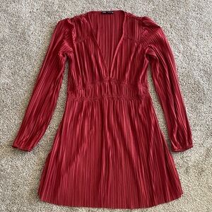Zara Wine Red Long Sleeve Dress